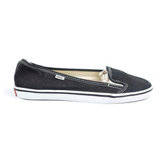 Vans kvd black and white canvas slip ons