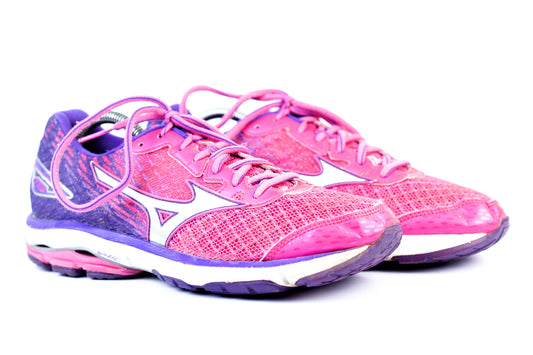 Women's Mizuno Wave Rider 19 Running Athletic Shoes Pink Purple