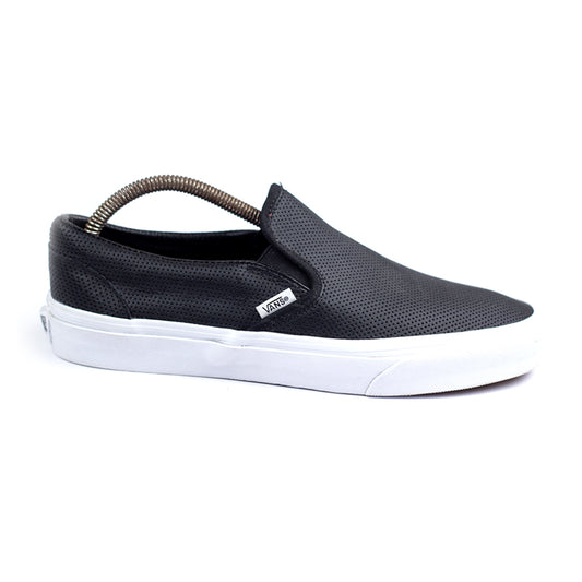 VANS Off The Wall Black PERF LEATHER Slip-On Shoes Men