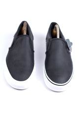 VANS Off The Wall Black PERF LEATHER Slip-On Shoes Men