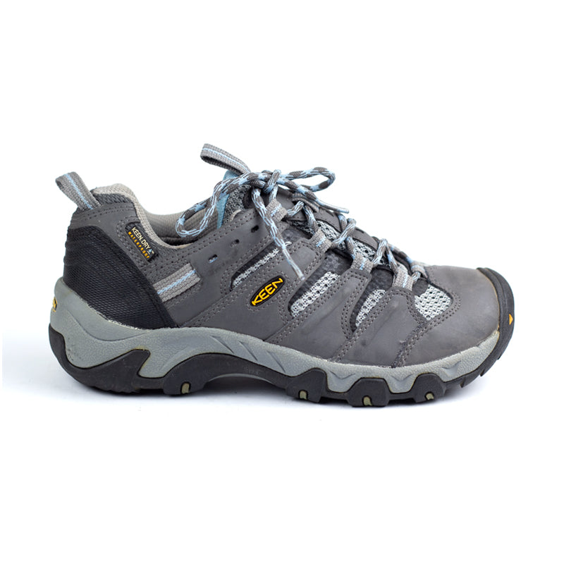 KEEN Womens Trekker Shoes Low Gray Blue Hiking Trail Waterproof Outdoor