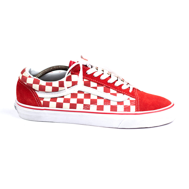 Vans Men US Sneakers High Cut Checkered Red White