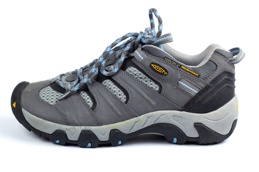 KEEN Womens Trekker Shoes Low Gray Blue Hiking Trail Waterproof Outdoor