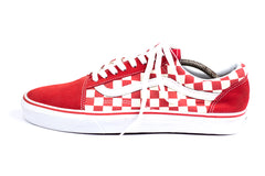 Vans Men US Sneakers High Cut Checkered Red White