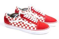 Vans Men US Sneakers High Cut Checkered Red White