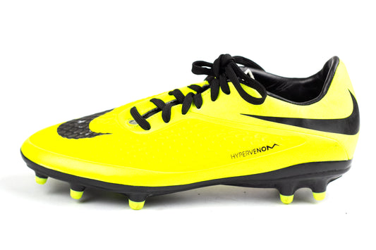 Nike Kids Jr Hypervenom Phelon FG Vibrant Yellow Black Metallic Silver Volt Boy's Soccer Shoes