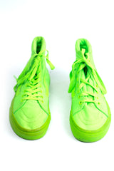 VANS Sneakers Womens 5.5 Neon Green High Top Skateboard Shoes Fluorescent