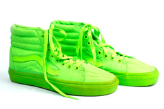 VANS Sneakers Womens 5.5 Neon Green High Top Skateboard Shoes Fluorescent