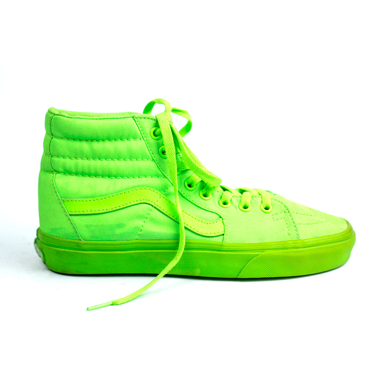 VANS Sneakers Womens 5.5 Neon Green High Top Skateboard Shoes Fluorescent