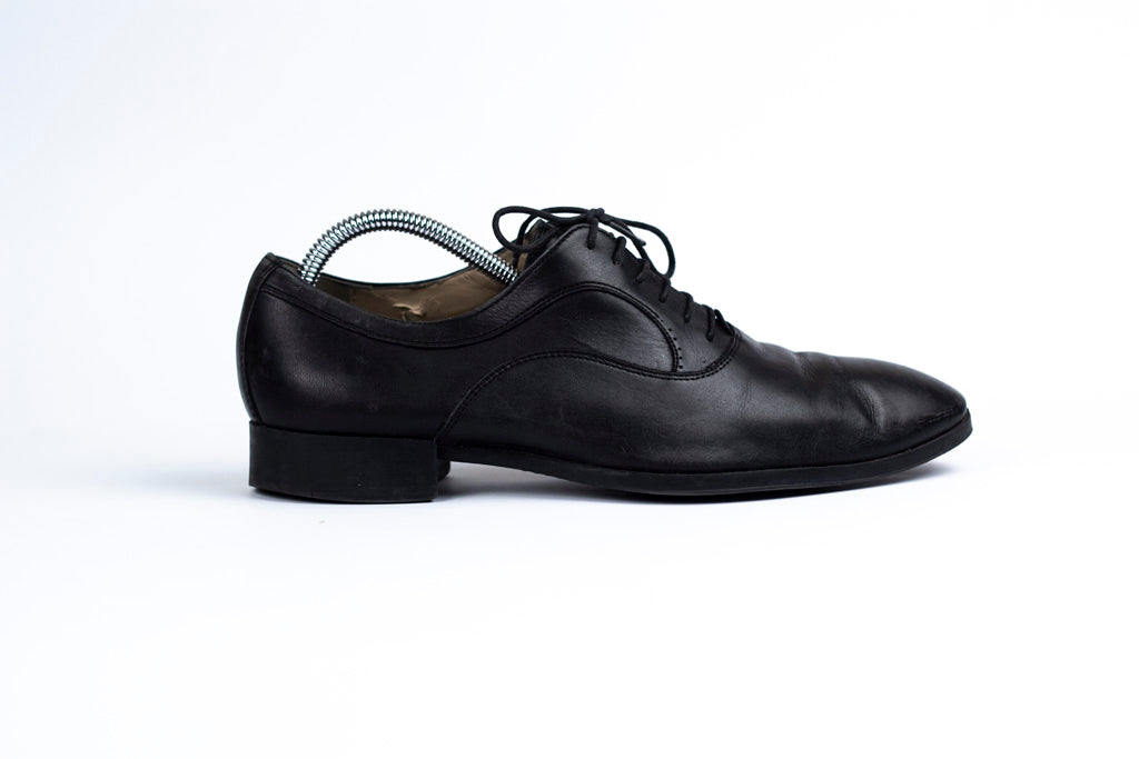 Santoni Chanel Uniform Black Leather Lace Up Oxford