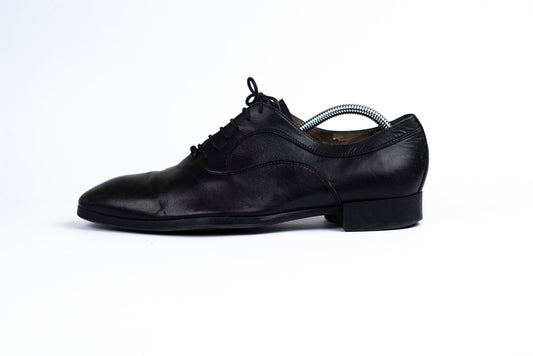 Santoni Chanel Uniform Black Leather Lace Up Oxford