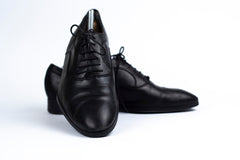 Santoni Chanel Uniform Black Leather Lace Up Oxford