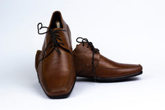 Pointed-toe leather shoes men, genuine leather British simple lace-up business suit men's shoes