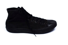 Full Black Hi-Top With Black Cap Canvas-Sneaker Hand Made Custom Vulcanized Sneakers Shoes