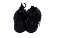 Full Black Hi-Top With Black Cap Canvas-Sneaker Hand Made Custom Vulcanized Sneakers Shoes