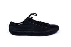 Jet Black Fair Trainer Lowcut Black Cap Canvas-Sneaker Hand Made Lace Up Custom Sneakers Shoes