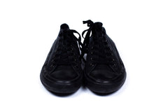 Jet Black Fair Trainer Lowcut Black Cap Canvas-Sneaker Hand Made Lace Up Custom Sneakers Shoes