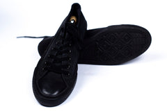 Jet Black Fair Trainer Lowcut Black Cap Canvas-Sneaker Hand Made Lace Up Custom Sneakers Shoes