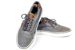 Vans Canvas Shoes Gray With Brown Leather Tongue Men's