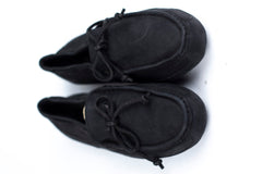 UGG Slippers Mens 11 Topher Moccasin Black Suede Moc Toe Bow Top Casual Comfort