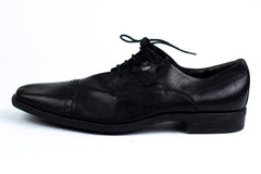 Belmondo Mens Leather Lace Up Cap Toe Oxford Dress Shoes Black