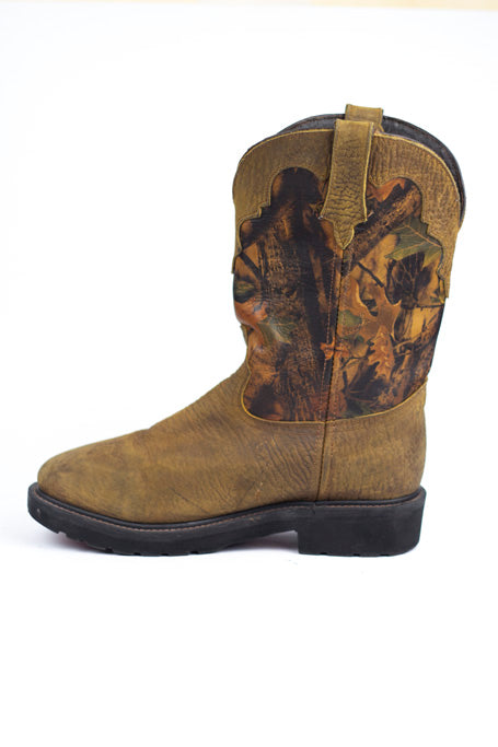 China Manufacture Custom Made Camo Leather Hunting Boots Pull-on Wellington Rubber Boots