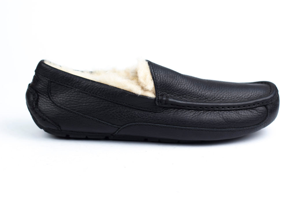 D Moccasin Black Slippers for Men