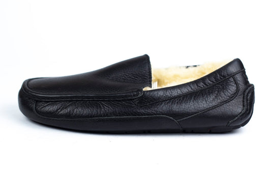 D Moccasin Black Slippers for Men