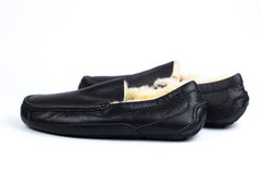 D Moccasin Black Slippers for Men