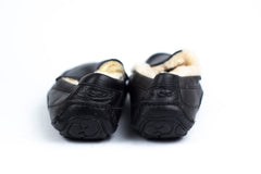 D Moccasin Black Slippers for Men