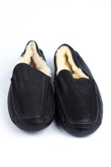 D Moccasin Black Slippers for Men